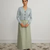 MERINO V NECK CARDIGAN (POWDER)