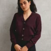 MERINO V NECK CROP CARDIGAN (FIG)