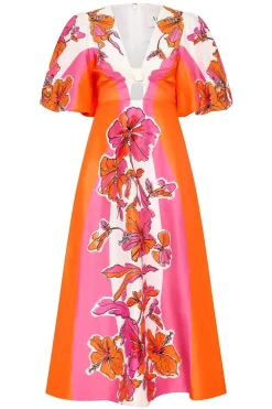 OVERFLOW KNOTTED MIDI DRESS (VIVID HIBISCUS)