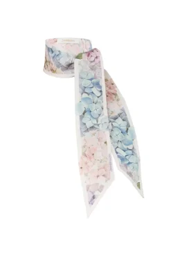 PRINTED SILK RIBBON SCARF (MULTI HYDRANGEA)