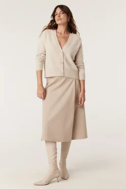 PURE CASHMERE V CARDIGAN (OATMEAL)