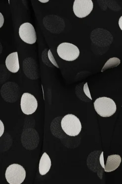 PUSSYBOW MIDI DRESS (BLACK/CREAM SPOT)