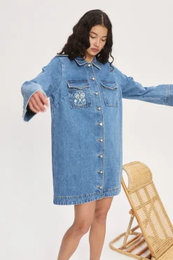 STEPHI DENIM MINI DRESS (LIGHT INDIGO) | PRE ORDER