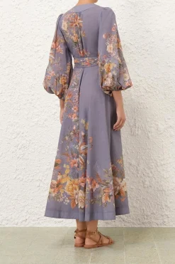 TALLOW WRAP MIDI DRESS (TEAL MULTI FLORAL)