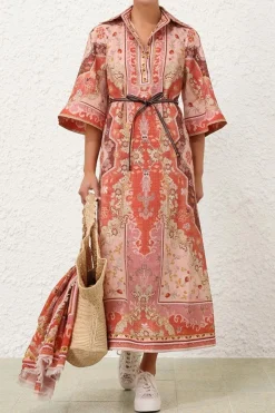 WYLIE TUNIC MIDI DRESS (RUST MULTI)